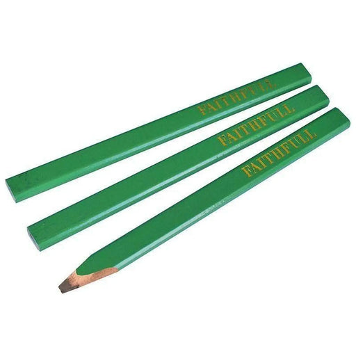 Faithfull Carpenter's Pencils - Green / Hard (Pack 3)
