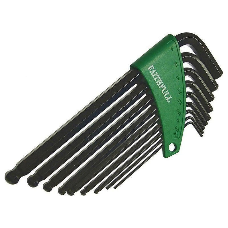 Faithfull Imperial Ball End Long Arm Hexagon Key Set, 9 Piece