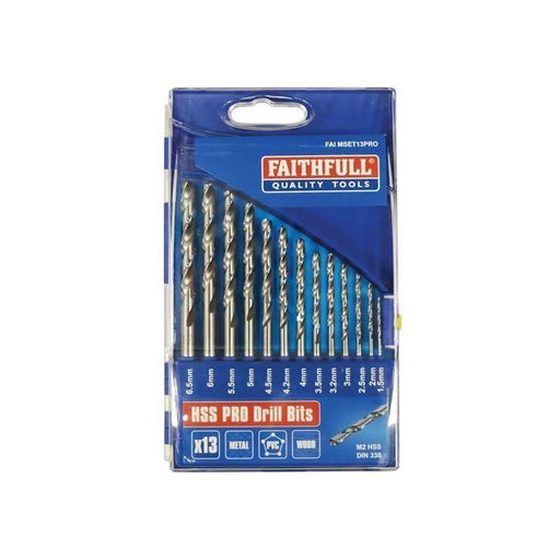 Faithfull Professional HSS Jobber Drill Bit Set, 13 Piece (1.5 - 6.5mm)