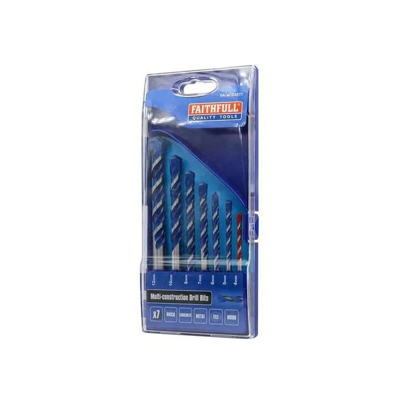 Faithfull Multi Construction Drill Set, 7 Piece