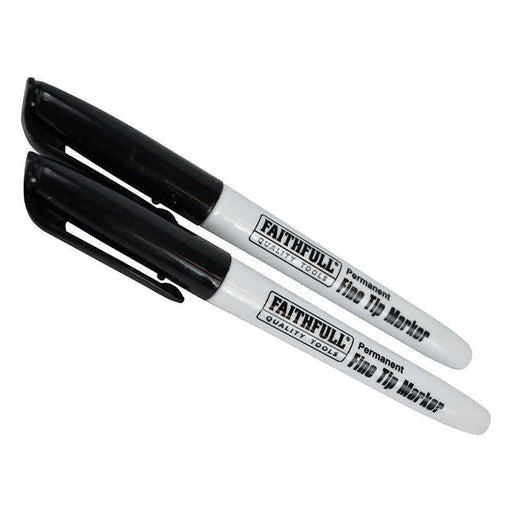 Faithfull Fibre Tip Marker Pen Black (Pack 2)