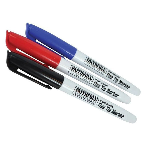 Faithfull Fibre Tip Marker Pen Mixed (Pack 3)
