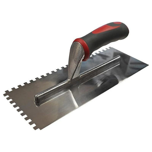 Faithfull Notched Trowel Serrated 6mm Stainless Steel Soft Grip Handle 11 x 4.1/2in