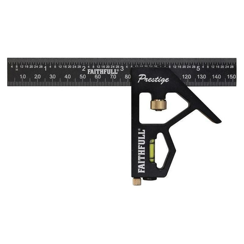 Faithfull Prestige Combination Square Black Aluminium 150mm (6in)