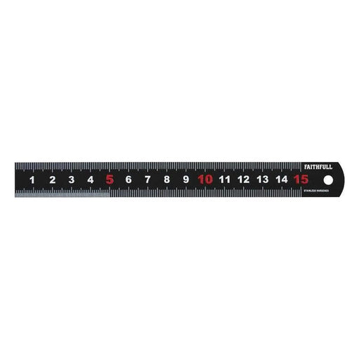 Faithfull Matt Black Stainless Steel Measuring Rule 150mm