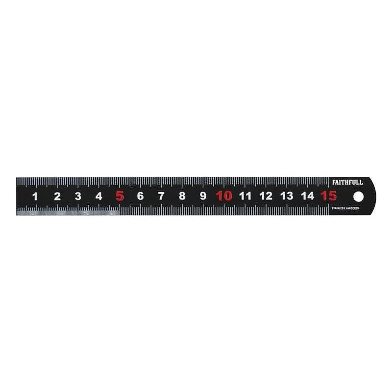 Faithfull Matt Black Stainless Steel Measuring Rule 150mm