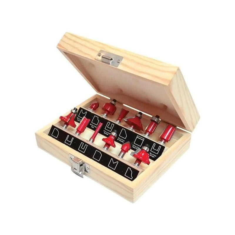 Faithfull 1/4in TCT Router Bit Set, 12 Piece