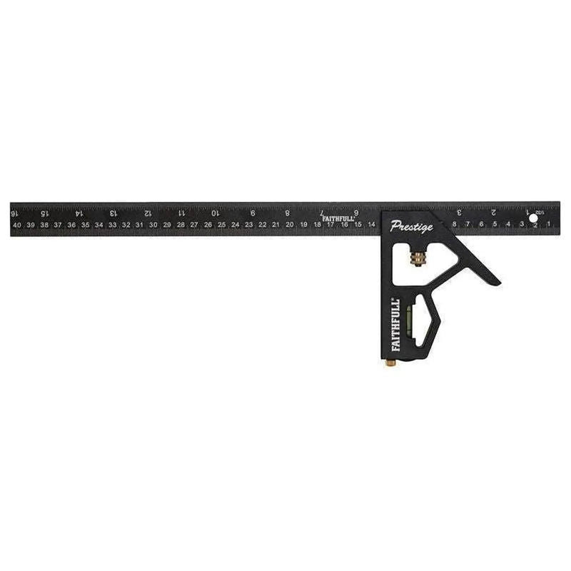 Faithfull Prestige Combination Square Black Aluminium 400mm (16in)