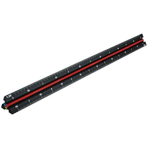 Faithfull Prestige Tri-Scale Engineer Rule Black Aluminium 300mm