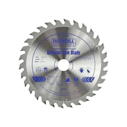 Faithfull TCT Circular Saw Blade 230 x 30mm x 30T POS