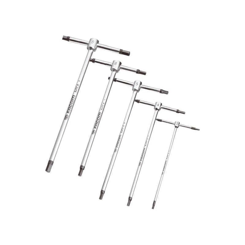 Facom T-Handle Metric Hexagon Key Set, 5 Piece