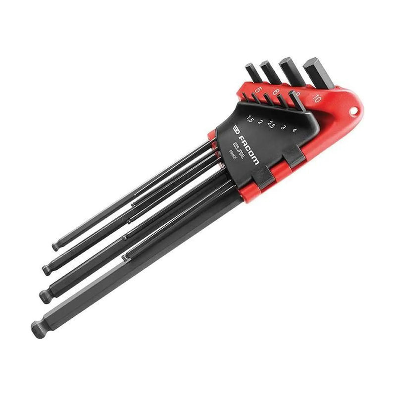 Facom 83S.JP9AL Metric Hex Key Wallet Set, 9 Piece