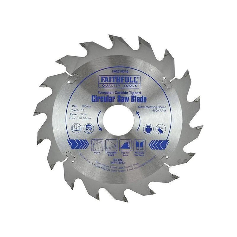 Faithfull TCT Circular Saw Blade 165 x 30mm x 18T POS