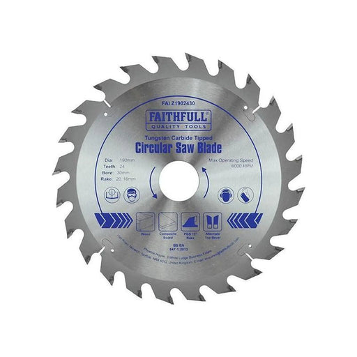 Faithfull TCT Circular Saw Blade 190 x 30mm x 24T POS