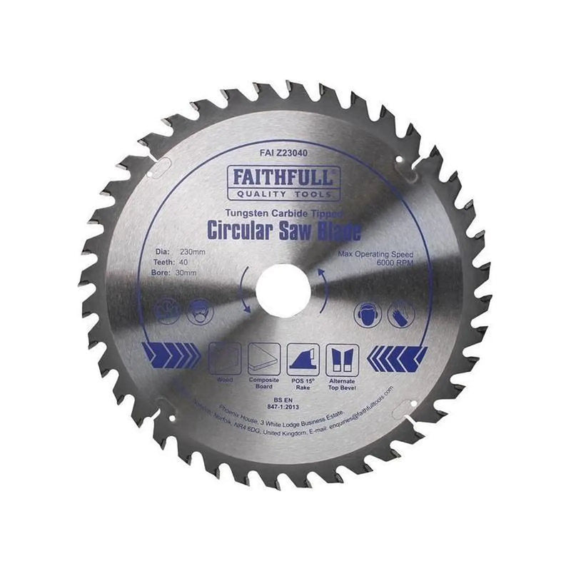 Faithfull TCT Circular Saw Blade 230 x 30mm x 40T POS