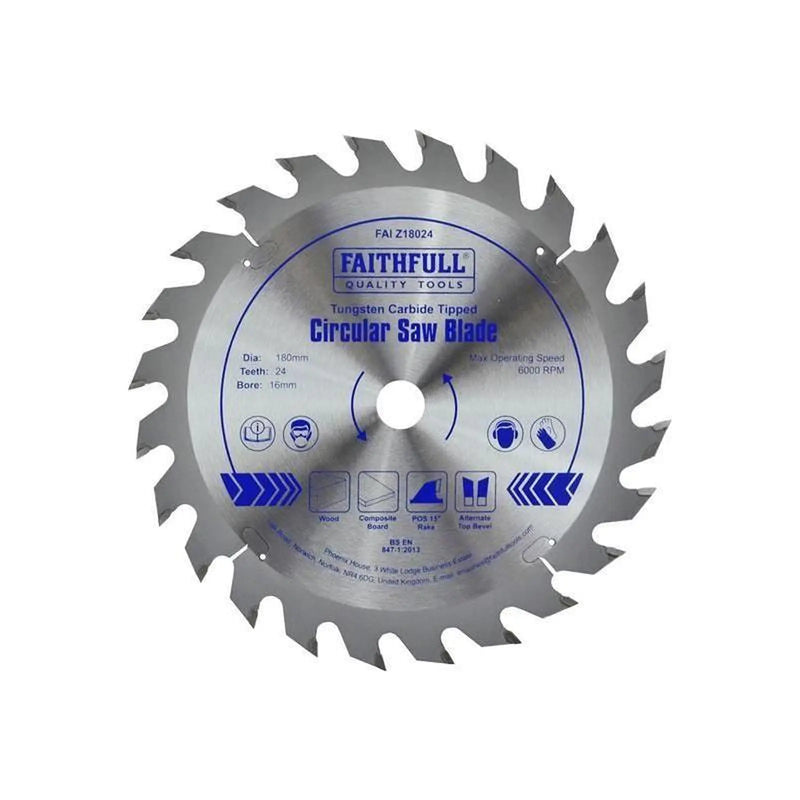 Faithfull TCT Circular Saw Blade 180 x 16mm x 24T POS