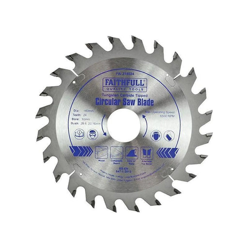 Faithfull TCT Circular Saw Blade 160 x 30mm x 24T POS