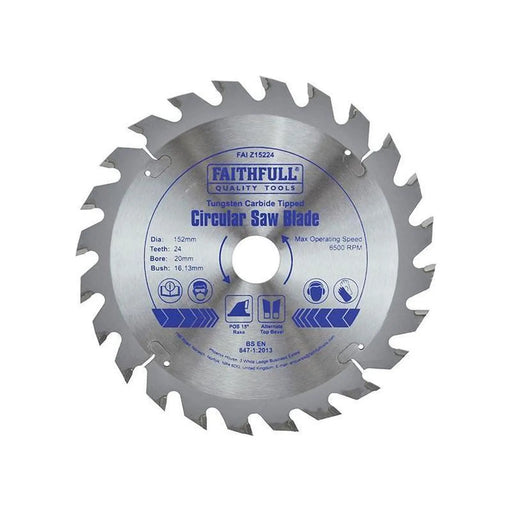 Faithfull TCT Circular Saw Blade 152 x 20mm x 24T POS