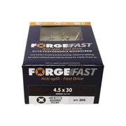 Forgefix ForgeFast Pozi Compatible Elite Performance Wood Screw ZY 4.5 x 30mm Box 200