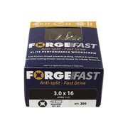 Forgefix ForgeFast Pozi Compatible Elite Performance Wood Screw ZY 3.0 x 16mm Box 200