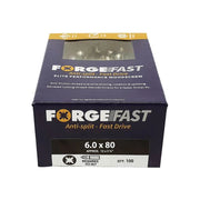 Forgefix ForgeFast Pozi Compatible Elite Performance Wood Screw ZY 6.0 x 80mm Box 100