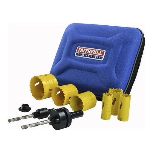 Faithfull Universal Varipitch Holesaw Plumber's Kit, 9 Piece 19-57mm