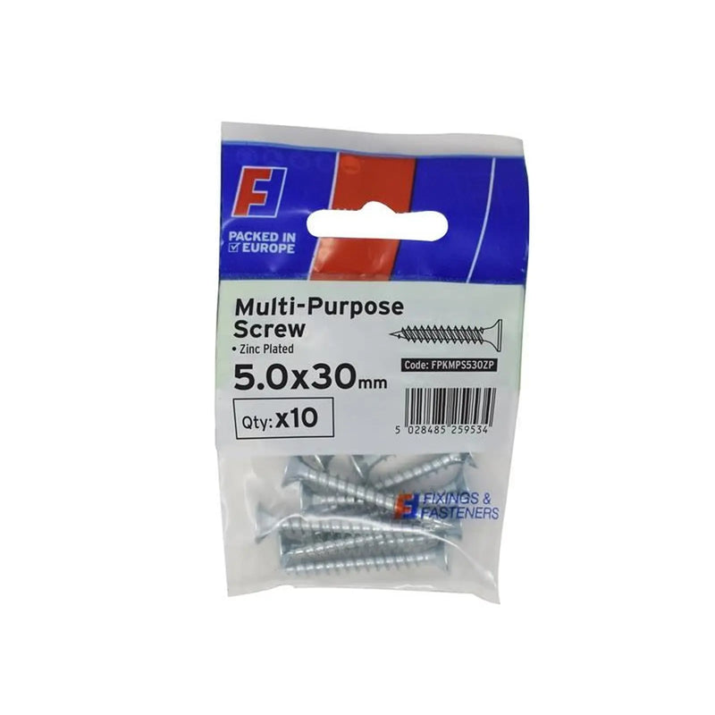 ForgeFix Multi-Purpose Pozi Screw CSK ST ZP 5.0 x 30mm ForgePack 10