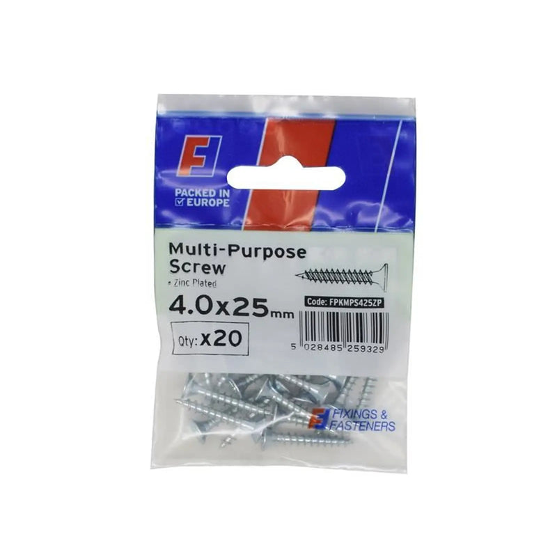 ForgeFix Multi-Purpose Pozi Screw CSK ST ZP 4.0 x 25mm ForgePack 20
