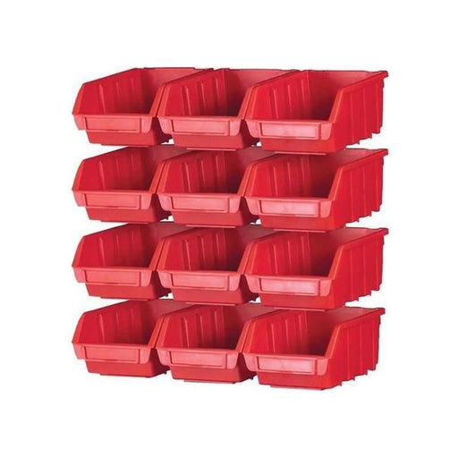 Faithfull 12 Plastic Storage Bins with Wall Mounting Rails