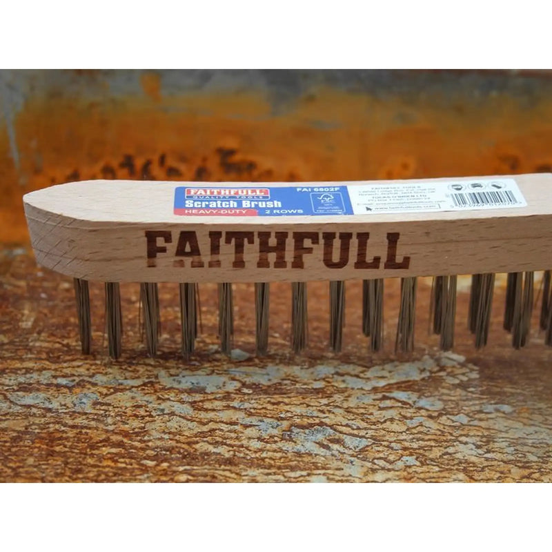 Faithfull Heavy-Duty Scratch Brush, Two Row