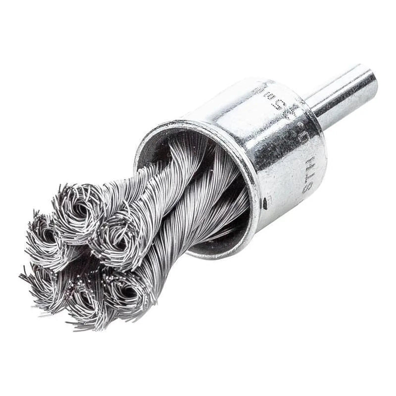Lessmann Knot End Brush with Shank 22mm, 0.35 Steel Wire