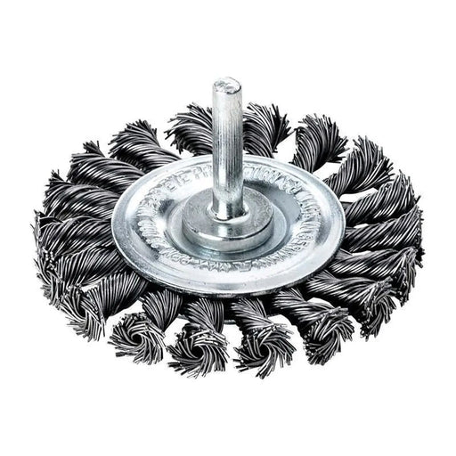 Lessmann Knotted Wheel Brush with Shank 75 x 16mm, 0.50 Steel Wire