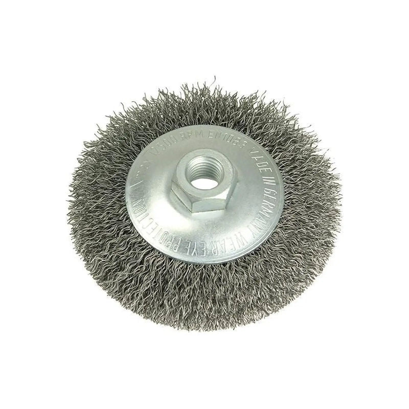 Lessmann Conical Bevel Brush 100mm x M14 Bore, 0.35 Steel Wire