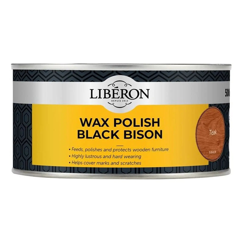 Liberon Black Bison Wax Paste Teak 500ml