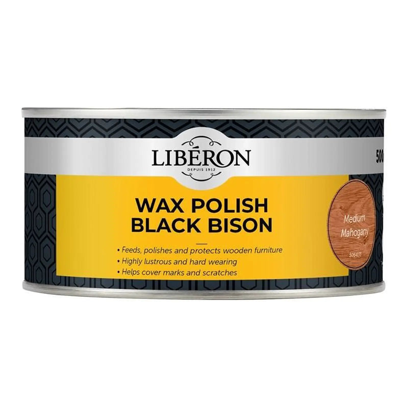 Liberon Black Bison Wax Paste Medium Mahogany 500ml
