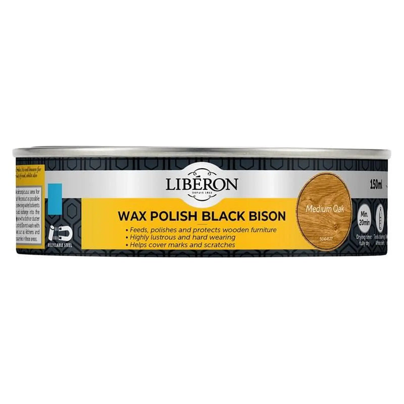 Liberon Black Bison Wax Paste Medium Oak 150ml