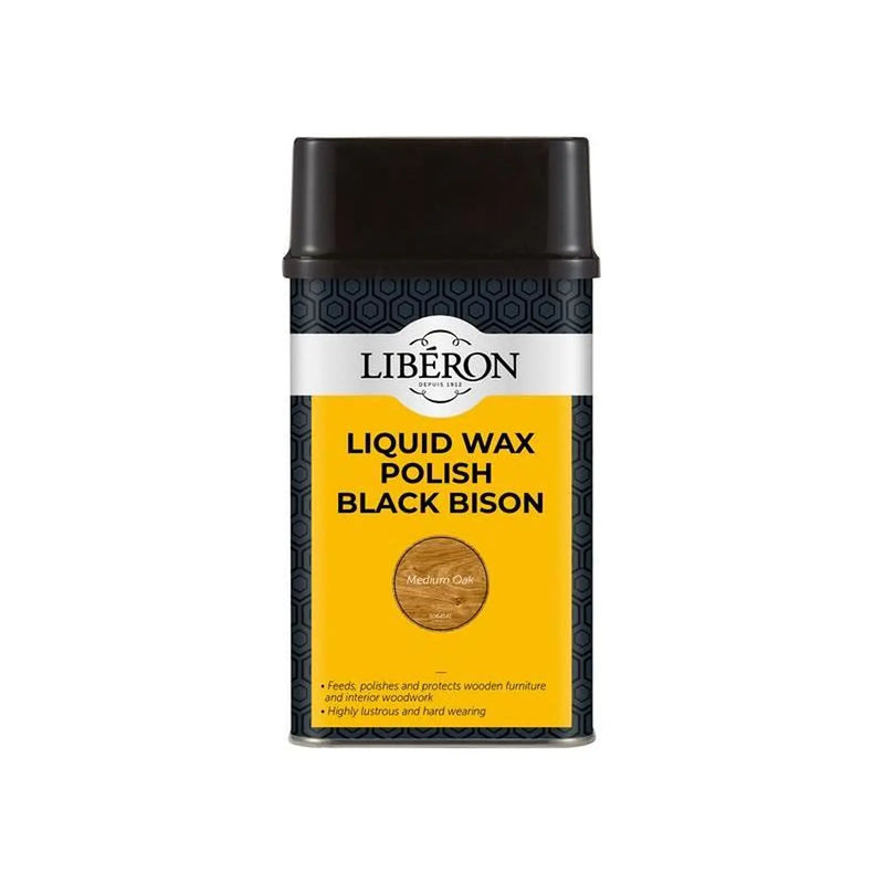 Liberon Liquid Wax Polish Black Bison Medium Oak 500ml