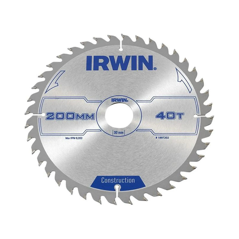 Irwin® Construction Circular Saw Blade 200 x 30mm x 40T ATB