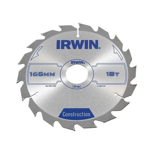 Irwin® Construction Circular Saw Blade 165 x 30mm x 18T ATB