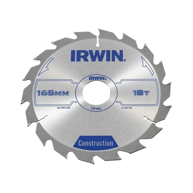 Irwin® Construction Circular Saw Blade 165 x 30mm x 18T ATB