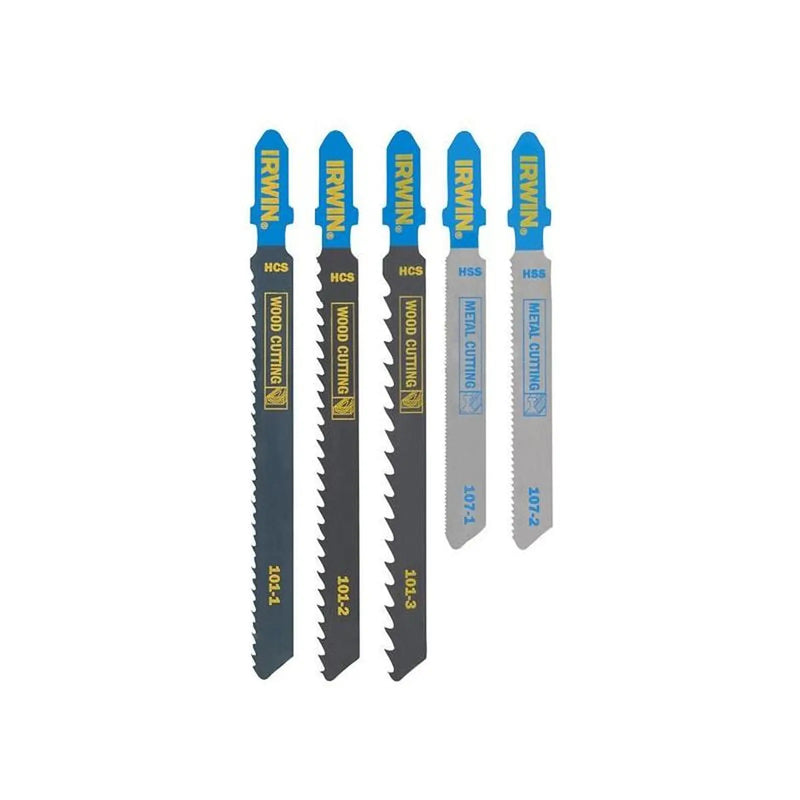Irwin® HCS/HSS T-Shank Jigsaw Blade Set, 5 Piece