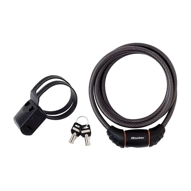 Master Lock Black Braided Steel Keyed Cable 1.8m x 10mm