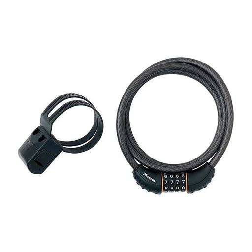 Master Lock Black Braided Steel Combination Cable 1.8m x 10mm