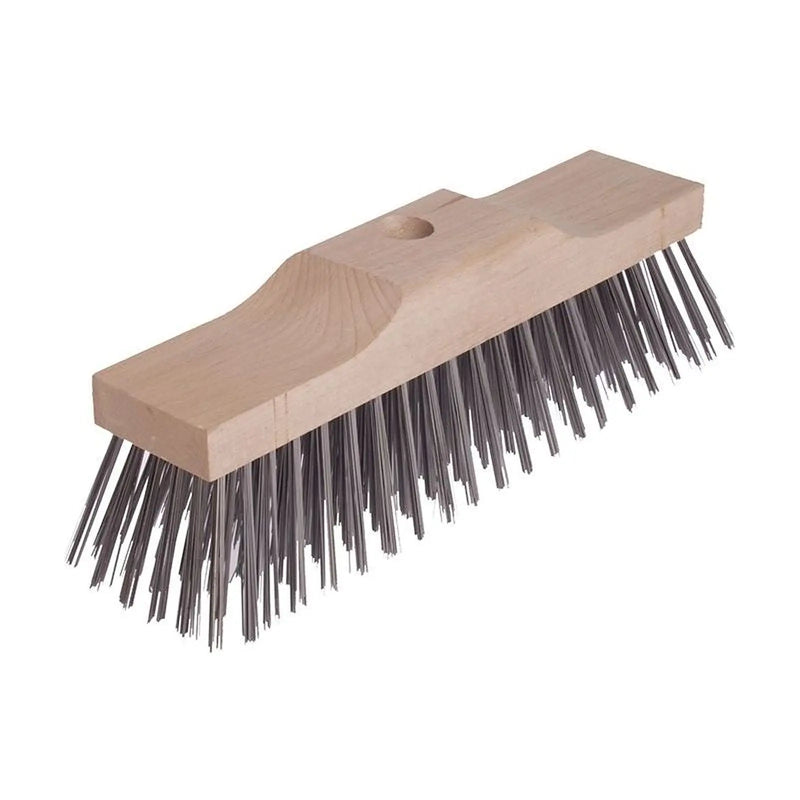 Lessmann Raised Wooden Stock Broom Head 6 Row Steel Wire 300 x 70mm