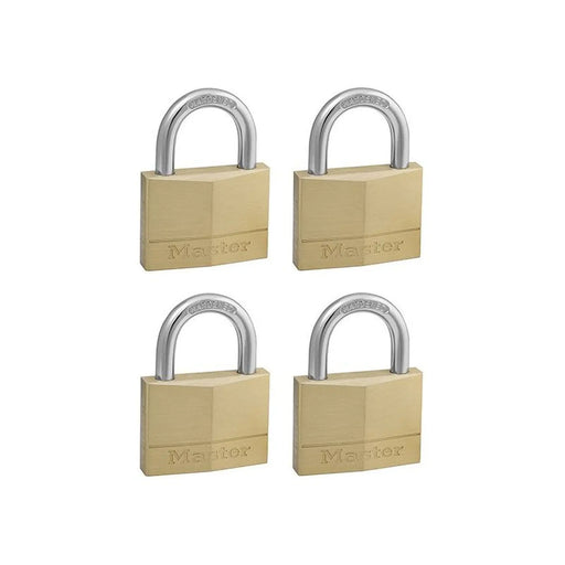 Master Lock Solid Brass 50mm Padlock 5-Pin - Keyed Alike x 4