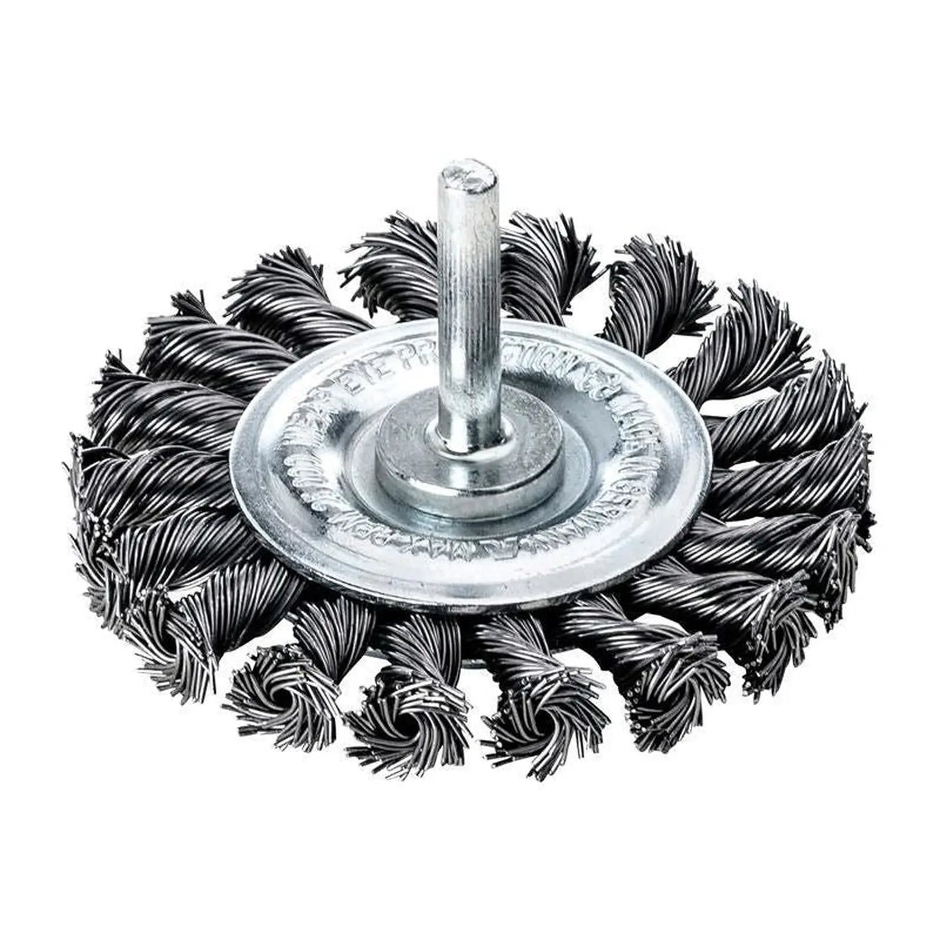 Lessmann Knotted Wheel Brush with Shank 75 x 9mm, 0.50 Steel Wire