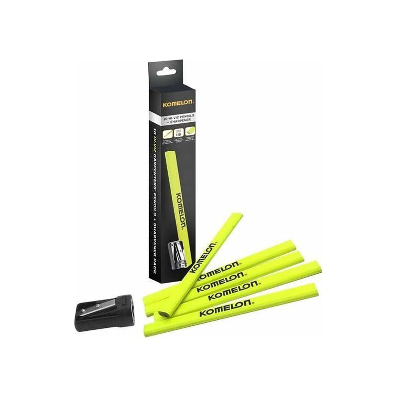 Komelon Carpenters Pencil and Sharpener Set, 10 Piece