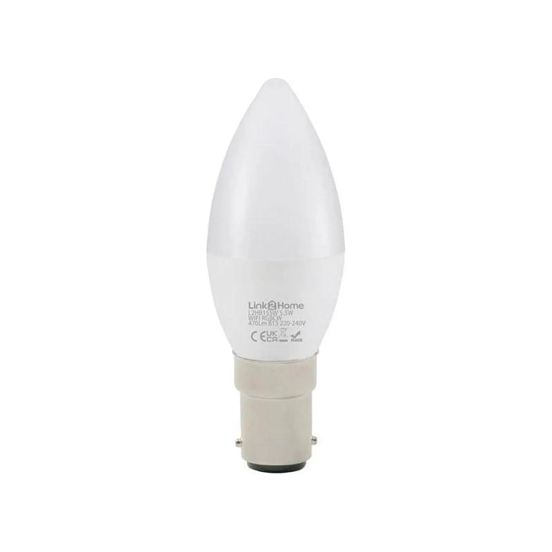 Link2Home Wi-Fi LED SBC (B15) Opal Candle Dimmable Bulb, White + RGB 470 lm 5.5W