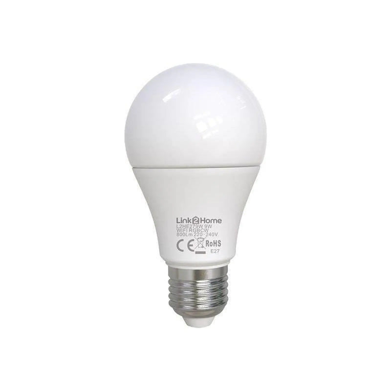 Link2Home Wi-Fi LED ES (E27) Opal GLS Dimmable Bulb, White + RGB 800 lm 9W