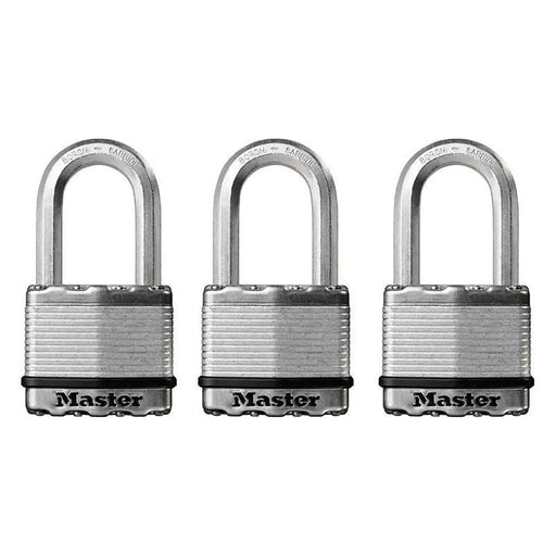 Master Lock Excell™ Laminated Steel 50mm Padlock - 38mm Shackle - Keyed Alike x 3